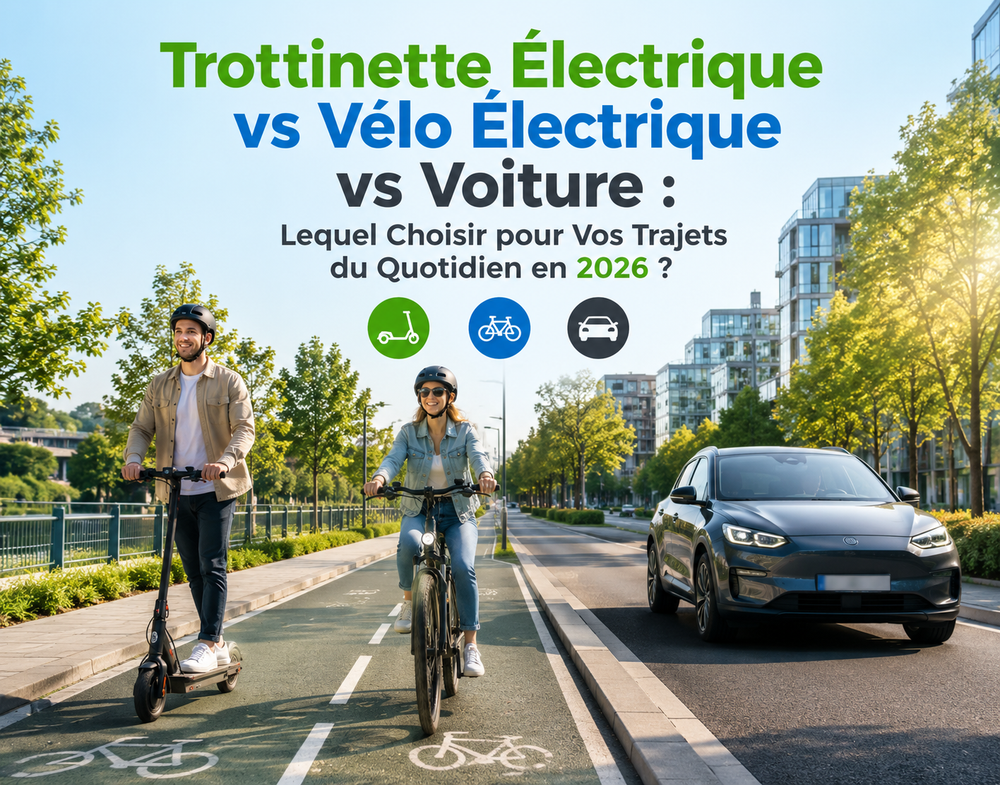 Trottinette Électrique vs Vélo Électrique vs Voiture : Lequel Choisir pour Vos Trajets du Quotidien en 2026 ?