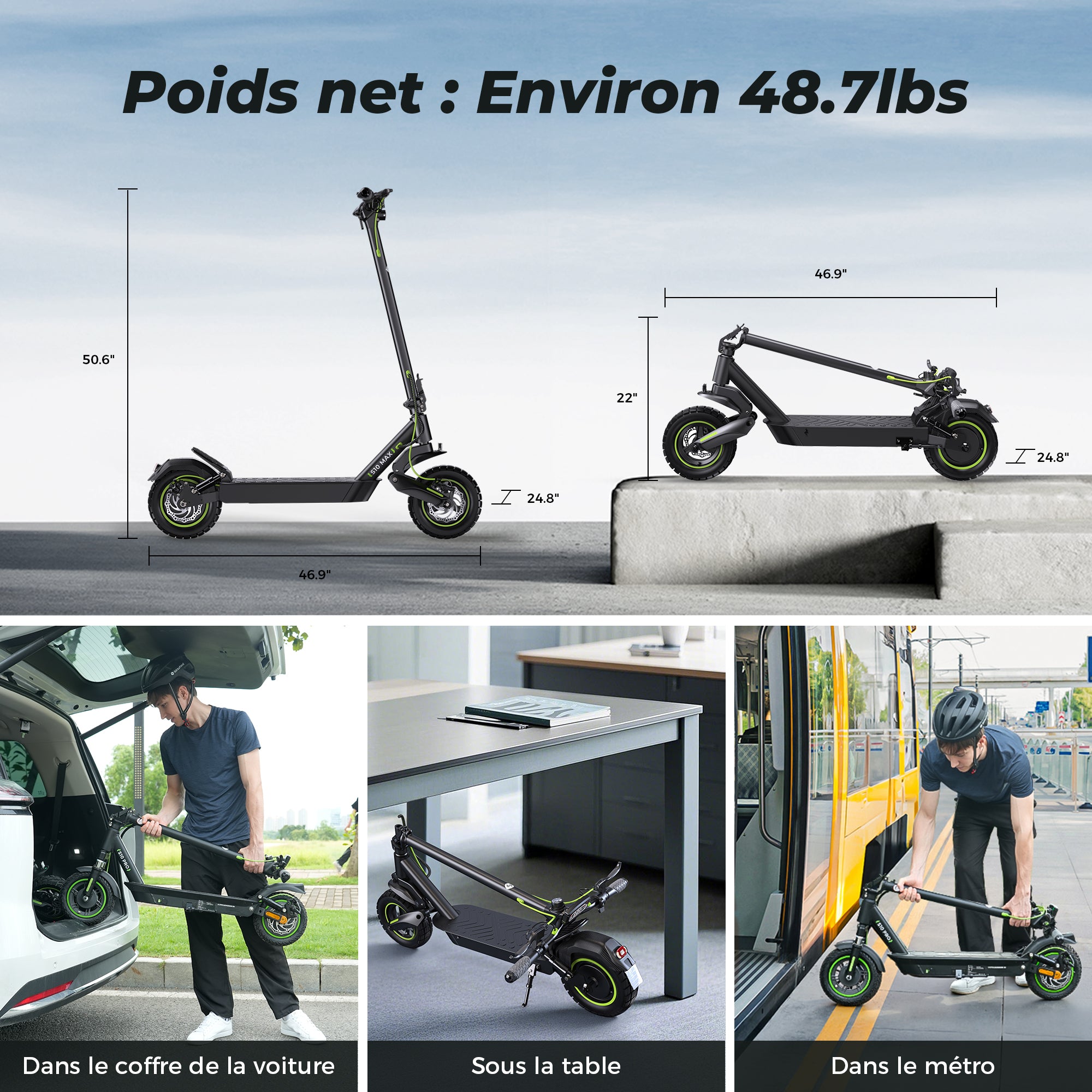isinwheel GT1 Trottinette électrique tout terrain 800W