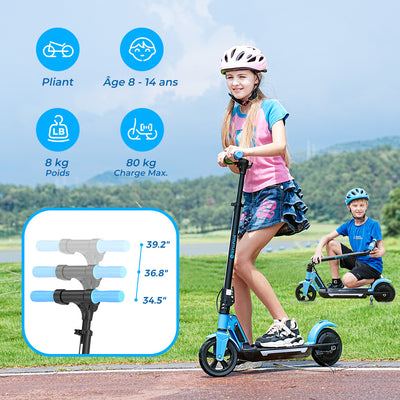 isinwheel® S7 Glow Trotinette Électrique pour Enfants Réglable