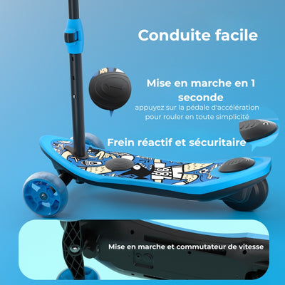 isinwheel® Mini trottinette électrique à 3 roues pour enfants