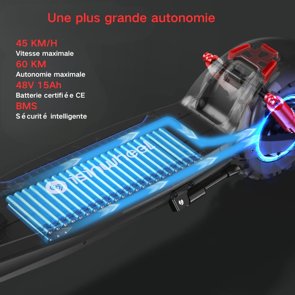 isinwheel® GT2/GT1 Trottinette électrique tout terrain 1200W pour adultes et adolescents