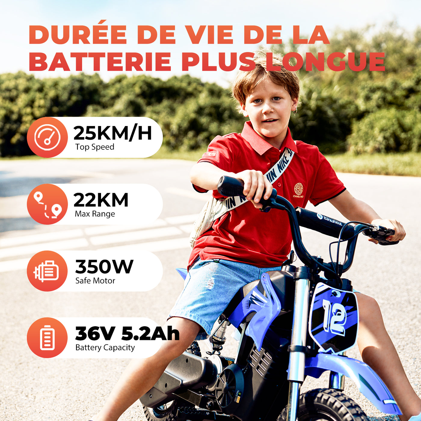 iSinwheel A12 Moto Électrique pour Enfants de 3 à 12 ans