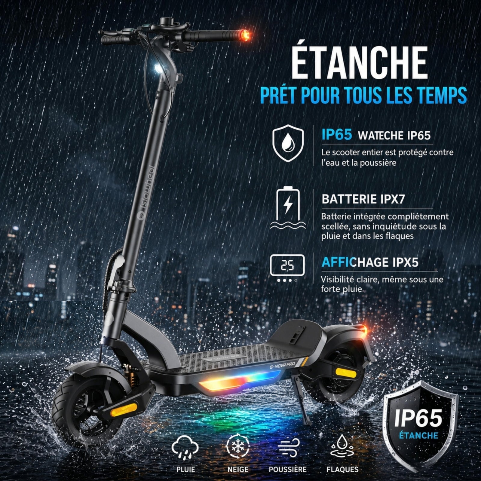isinwheel® S-NOVA Pro Trottinette électrique tout-terrain 1000W