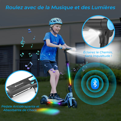isinwheel® S7 Glow Trotinette Électrique pour Enfants Réglable