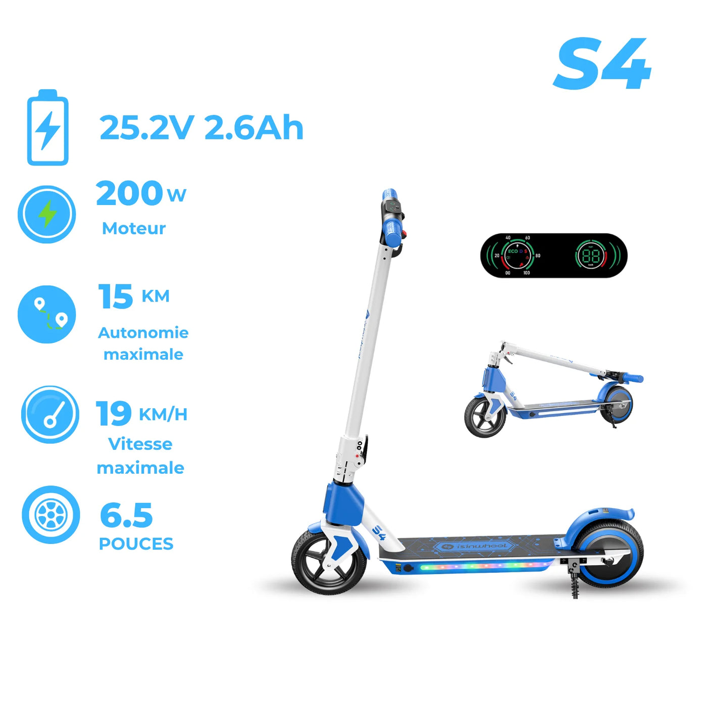 isinwheel MiniSpider trottinette électrique 2 en 1 pour enfants