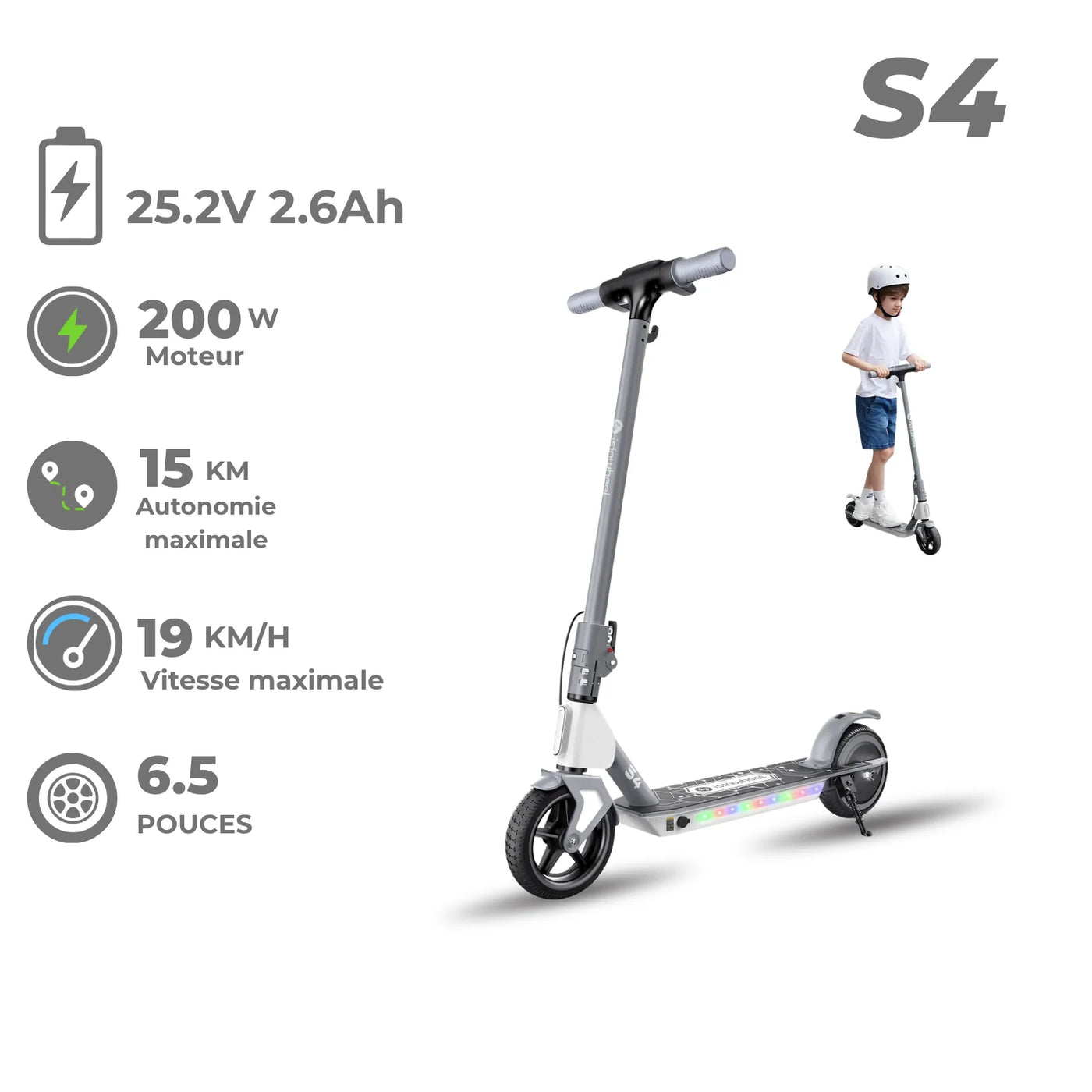 isinwheel MiniSpider trottinette électrique 2 en 1 pour enfants