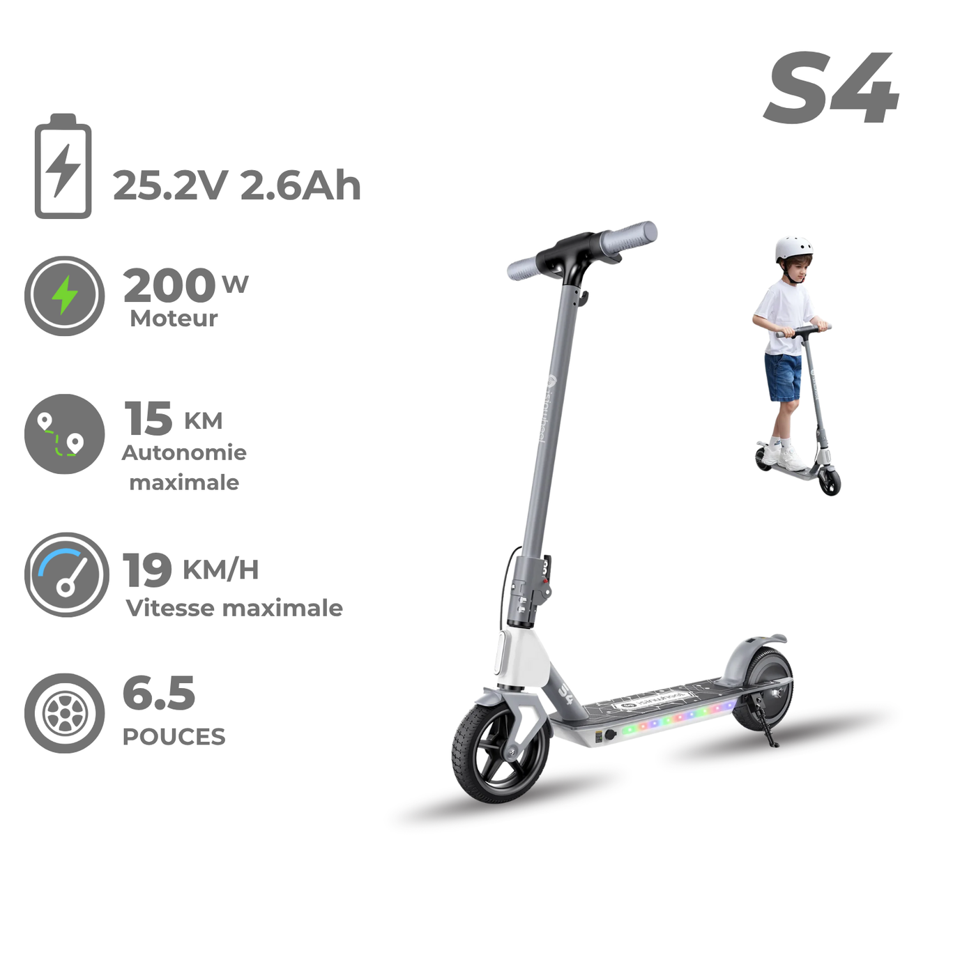 isinwheel Trottinette électrique pour enfants