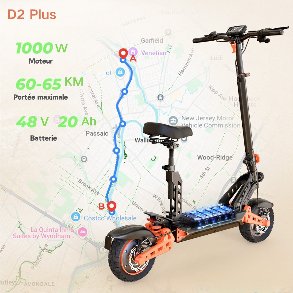 D2/D2plus Trottinette électrique tout-terrain 1000 W