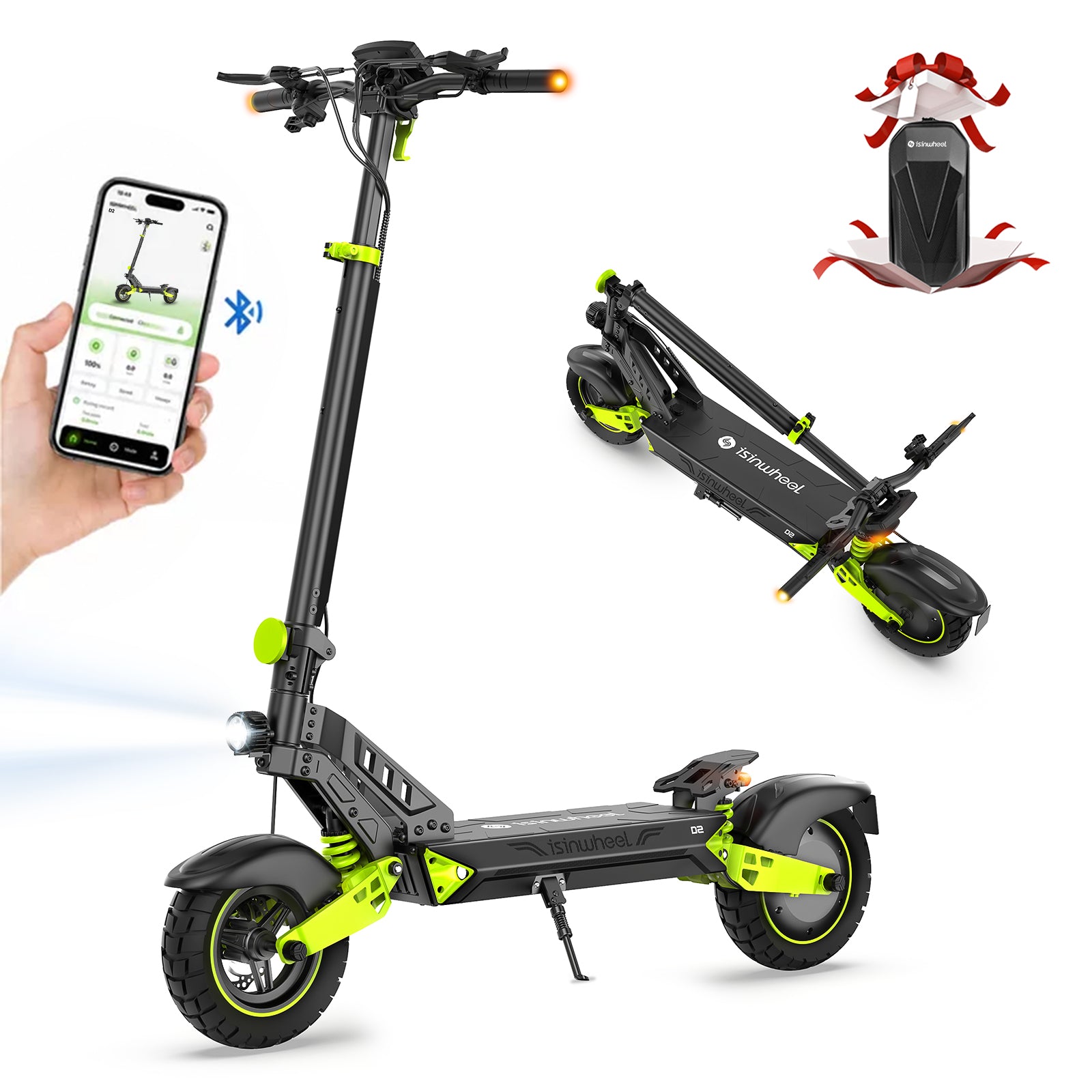 Trottinette électrique tout-terrain Isinwheel D2 Vert Olive 1 000 W