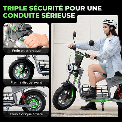 isinwheel H7ProTrottinette électrique  1200 W avec siège