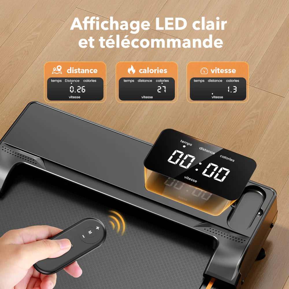 GYMAX Tapis de Course Pliable, avec Télécommande & Écran LED, Tapis