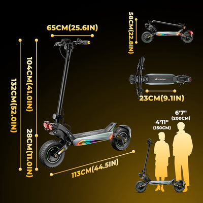 GT4 Trottinette électrique tout-terrain à double moteur 2400W