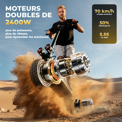 GT4 Trottinette électrique tout-terrain à double moteur 2400W