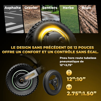 GT4 Trottinette électrique tout-terrain à double moteur 2400W