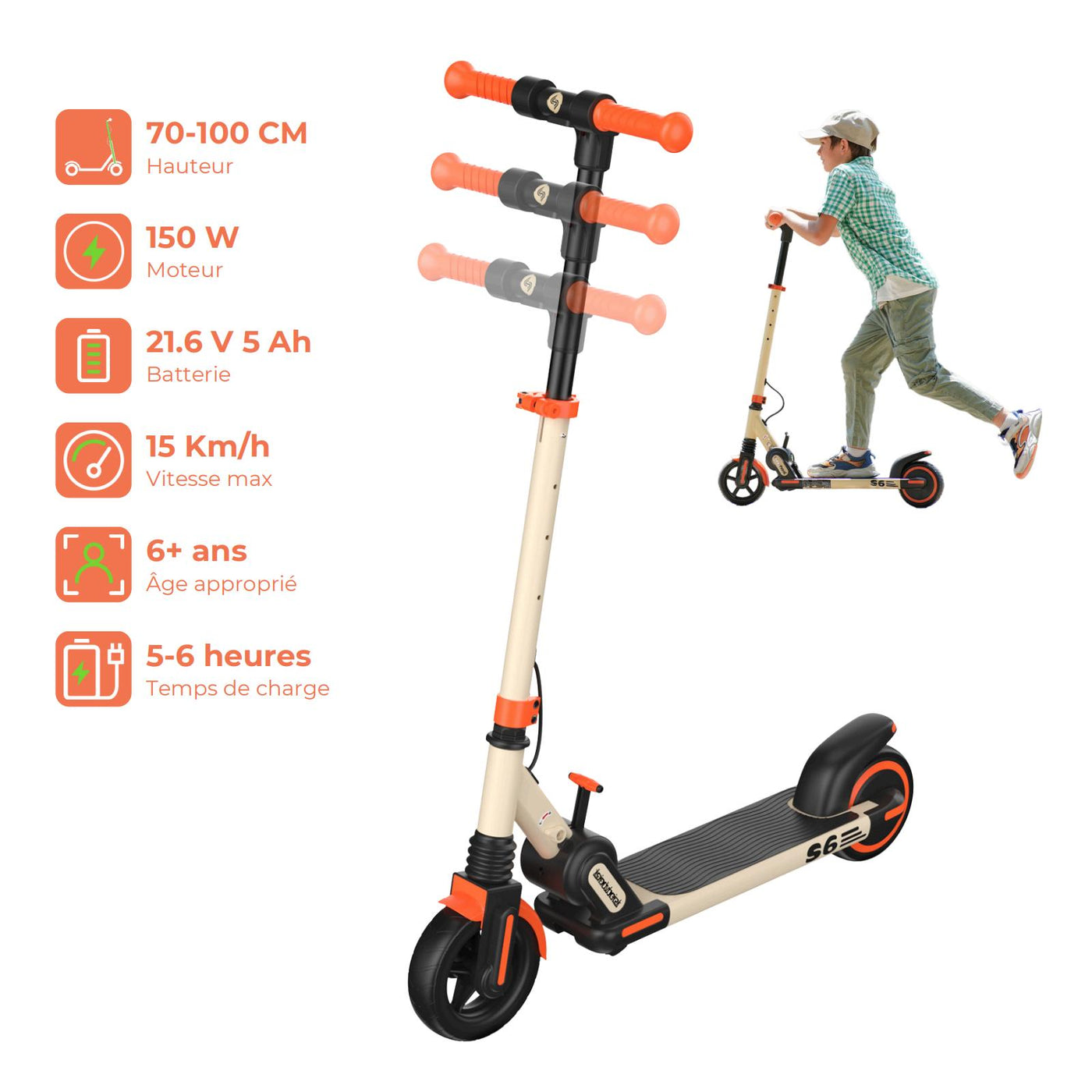 isinwheel S2 trottinette électrique pour enfants et adolescents