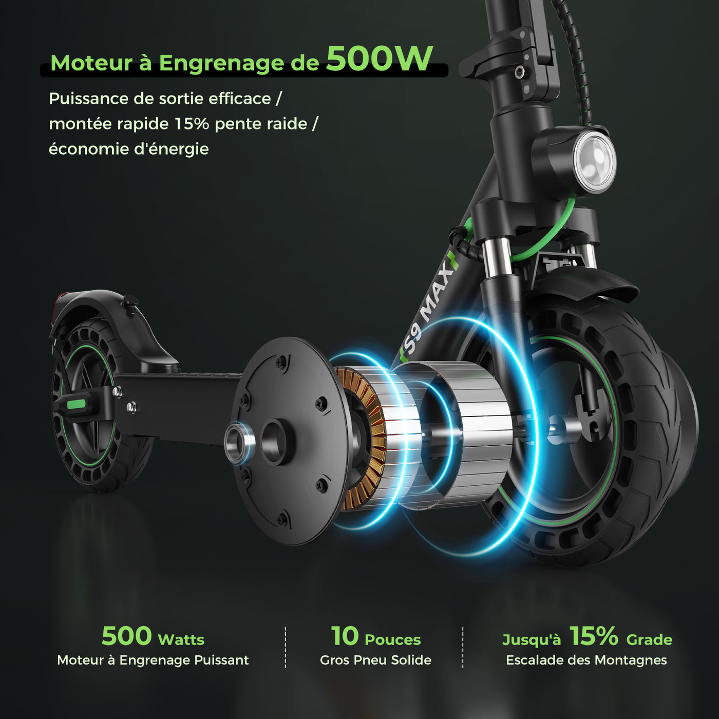 isinwheel® S9MAX Trottinette électrique 500W
