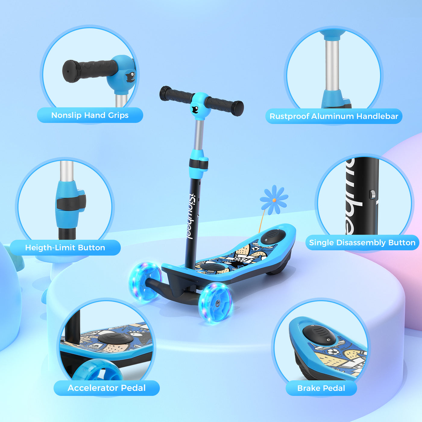 isinwheel® Mini trottinette électrique à 3 roues isinwheel pour enfants