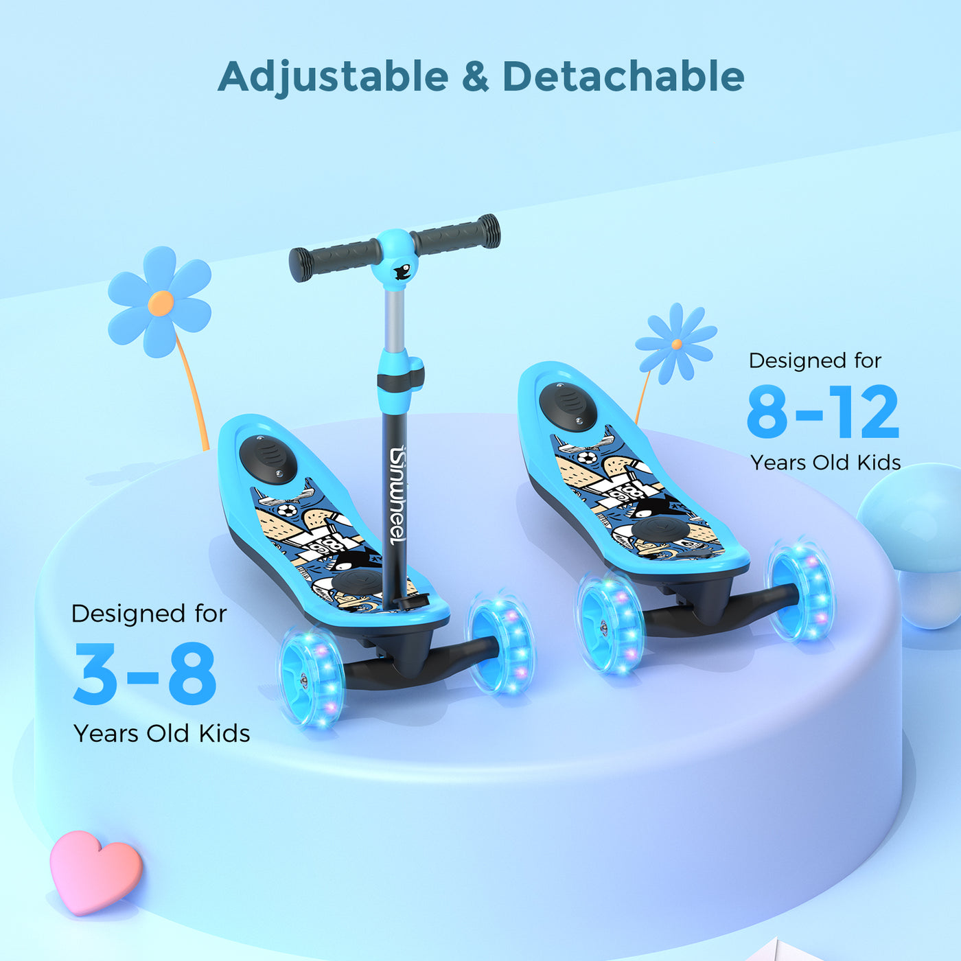 isinwheel® Mini trottinette électrique à 3 roues isinwheel pour enfants