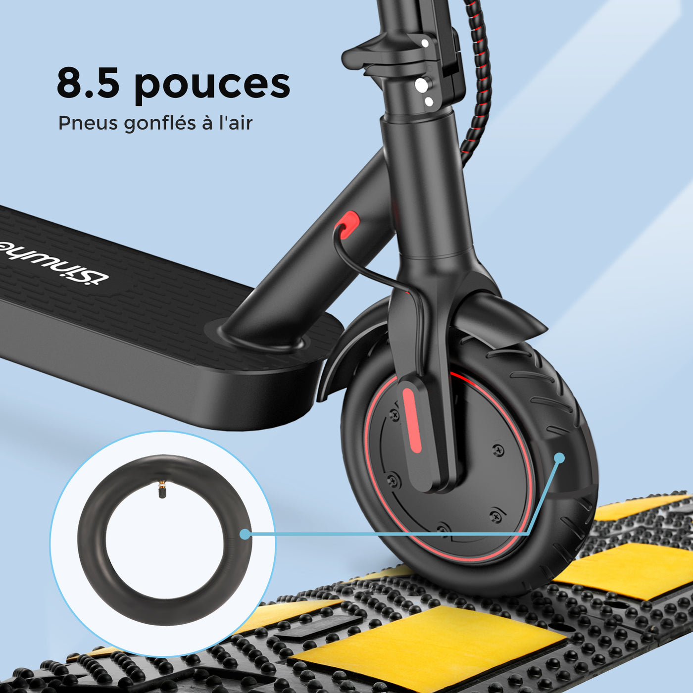 isinwheel S9MAX Trottinette électrique avec sac, pneus solides de 25,4 cm,  portée de 35 km et 32 km/h, moteur puissant de 500 W, trottinette électrique  pliable pour adultes, scooter électrique avec 